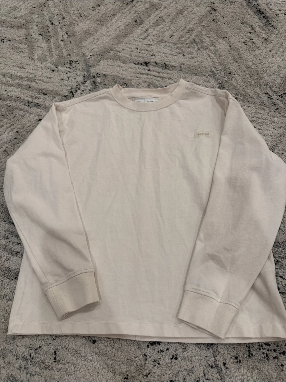 Zara Kids Long-Sleeve Crewneck Tee - Light Cream